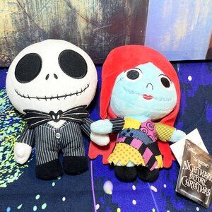 NIGHTMARE BEFORE CHRISTMAS CHIBI KAWAII PLUSH DOLLS JACK & SALLY CLIP ON PLUSHIE